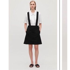 COS Black Suspender Denim Skirt